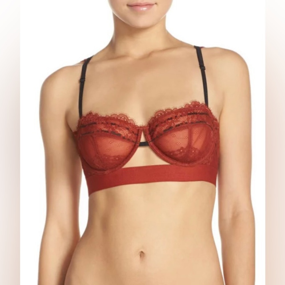 Free People Hour of Dawn Underwire Bralette in Cinnamon Red & Black
